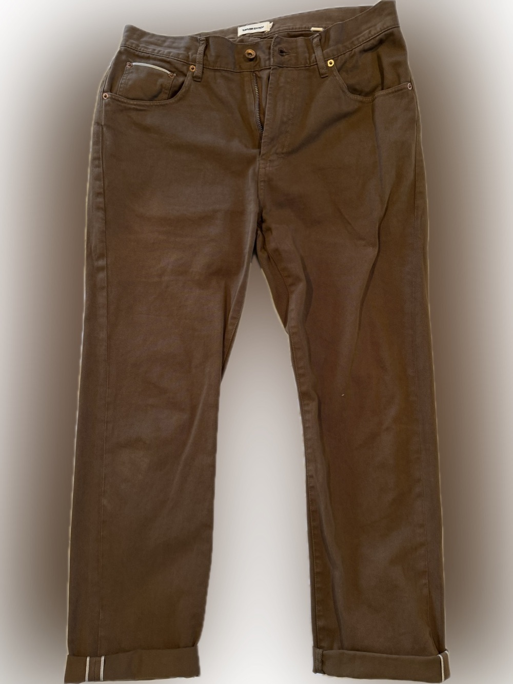 Taylor Stitch Men's Selvedge Slim Brown Chinos